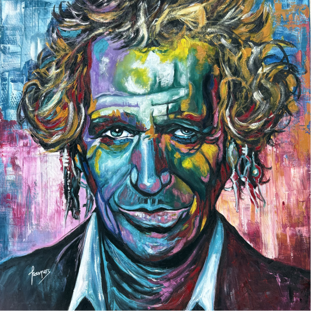 Retrato de Keith Richards pintado por Nasper, arte urbano, cuadro original "[RICHARD]"