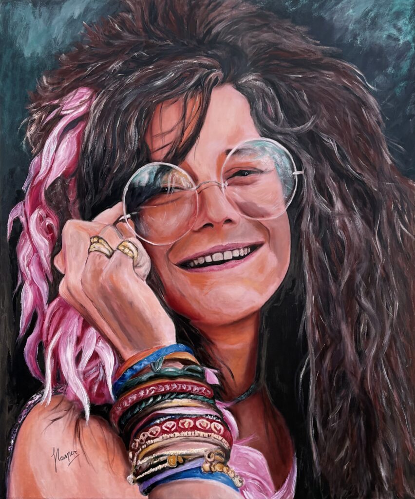Retrato de Janis Joplin pintado por Nasper, arte urbano, cuadro original "JANIS"