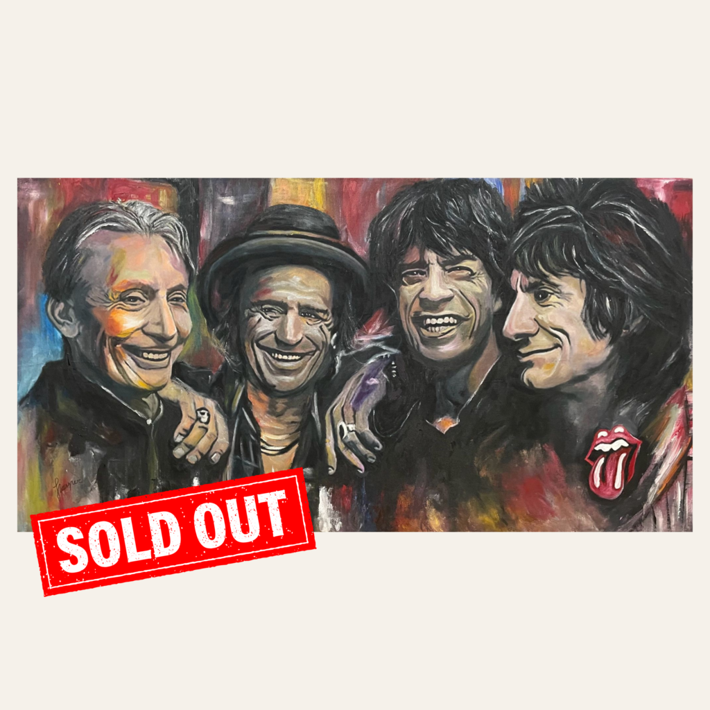 Retrato de The Rolling Stones pintado por Nasper, arte urbano, cuadro original "Angie".