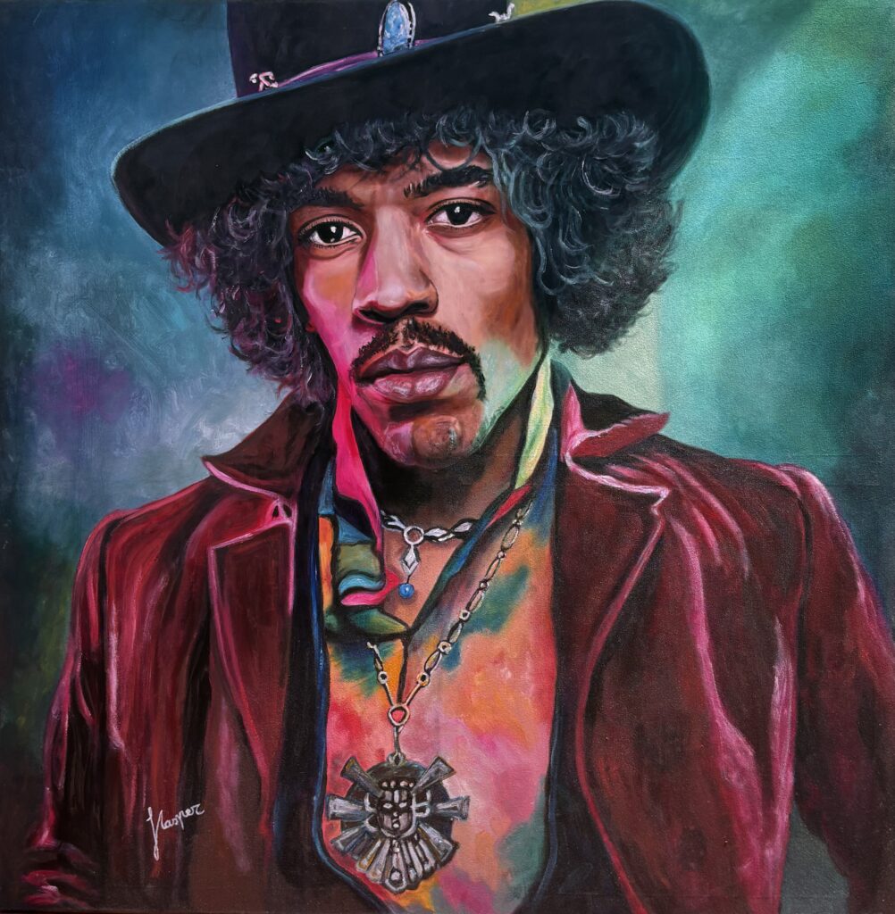 Retrato de Jimi Hendrix pintado por Nasper, arte urbano, cuadro original "JIMI"