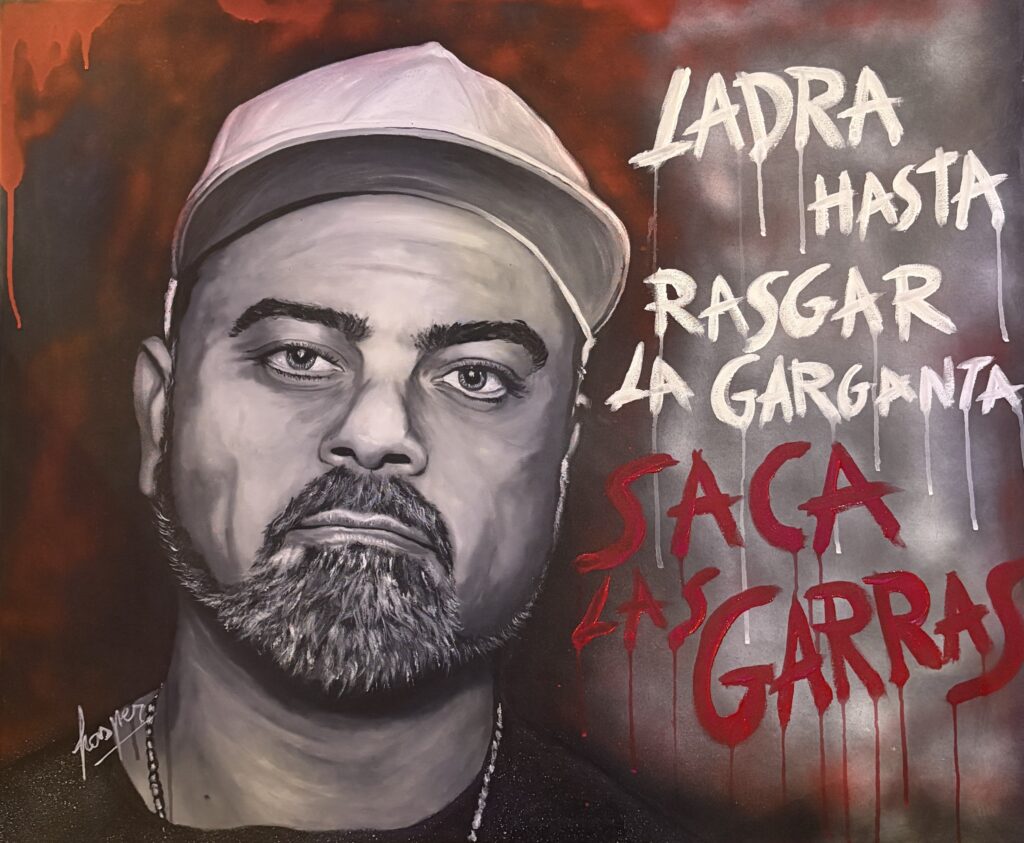 Retrato de Nach pintado por Nasper, arte urbano, cuadro original "Efectos"