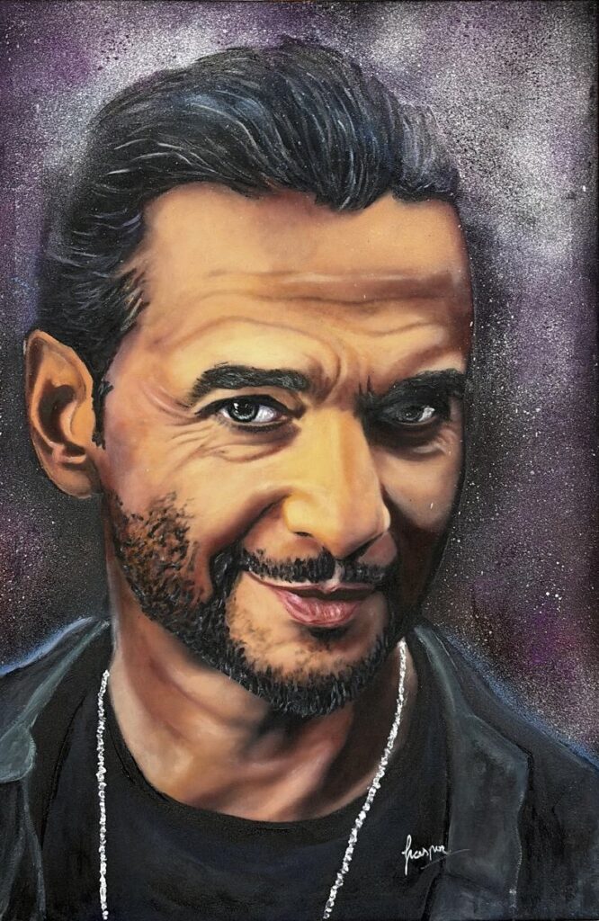 Retrato de Dave Gahan pintado por Nasper, arte urbano, cuadro original "enjoy"